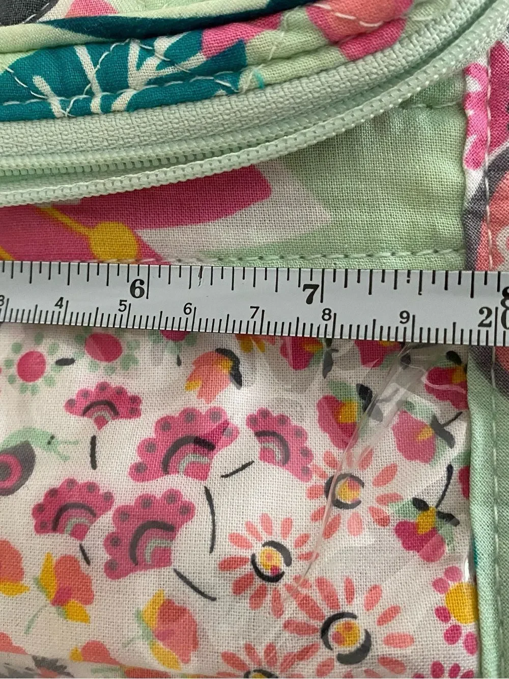 Vera Bradley Mint Floral Quilted makeup accessories with Pink & Teal Accents